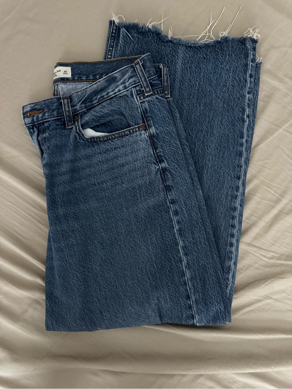 Abercrombie & Fitch low rise ultra loose Jeans with Raw Hem
